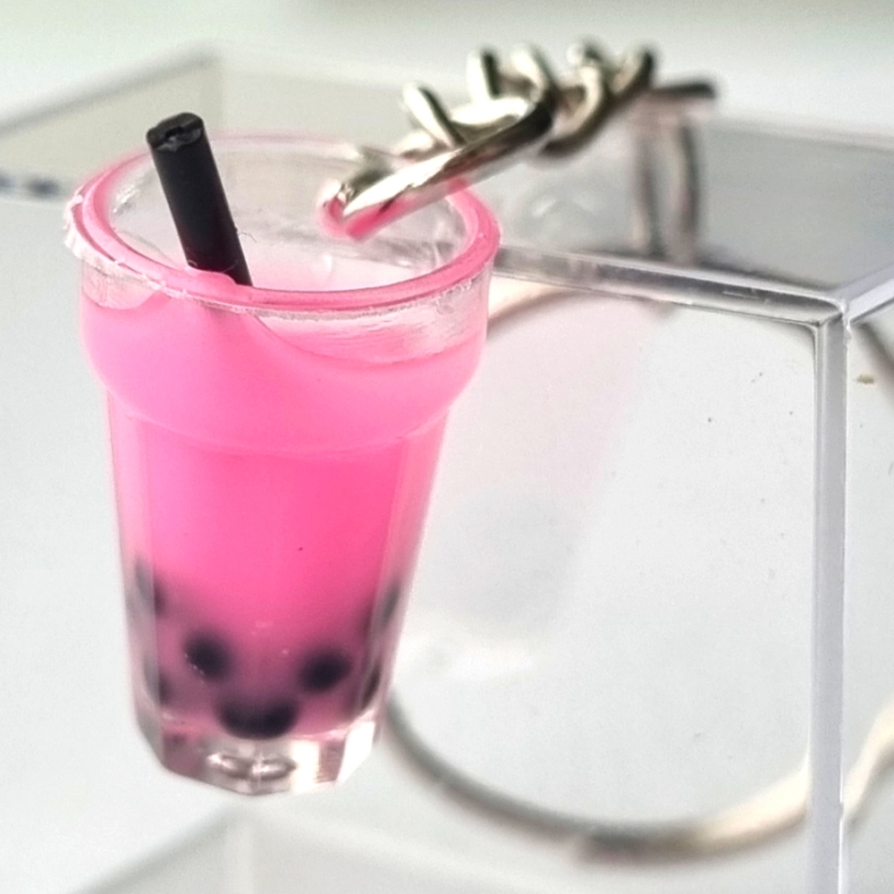 Pink Iced Boba Fruit Soda Keyring & Pink Candy Bear Earrings 🩷🥤 - Picture 4 of 9